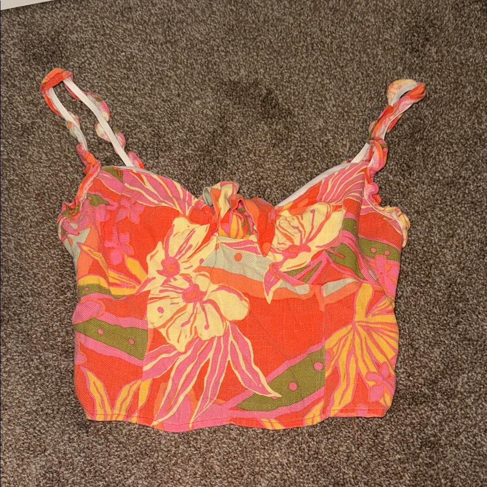 Sienna Sky Orange Floral Crop Top